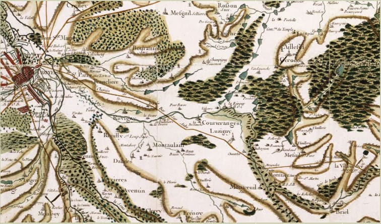 Laubressel sur la carte de Cassini (XVIIIe s.)